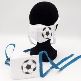 Masque homologué UNS2 grand public antiprojection personnalisé foot, taille adulte, taille enfant 6-8 ans