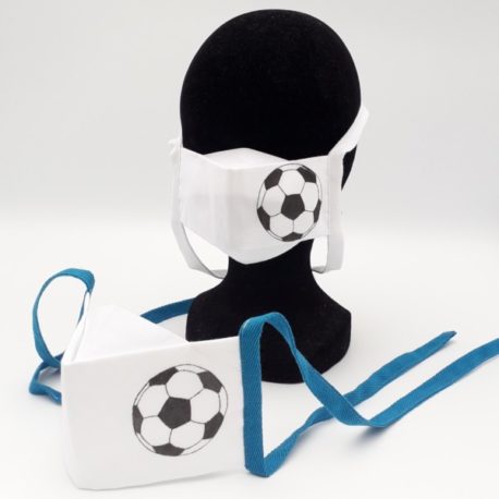 Masque homologué UNS2 grand public antiprojection personnalisé foot, taille adulte, taille enfant 6-8 ans